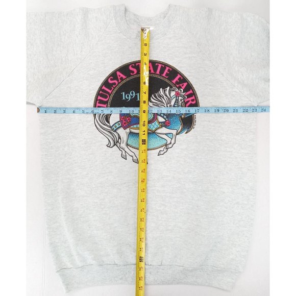 Vintage Tulsa State Fair Sweatshirt New Deadstock XL 1991 Carousel Horse Grey - Picture 10 of 11